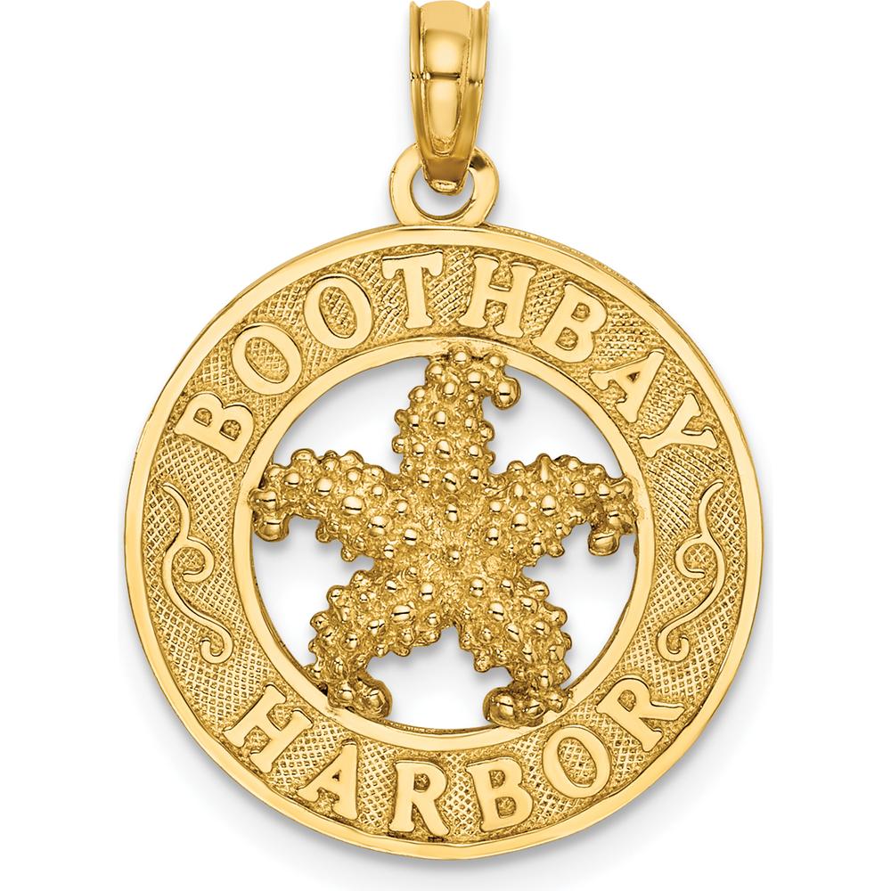 14K Yellow Gold Boothbay Harbor Starfish Charm Pendant - Textured Finish by Oro Pregiato