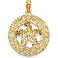 14K Yellow Gold Boothbay Harbor Starfish Charm Pendant - Textured Finish by Oro Pregiato