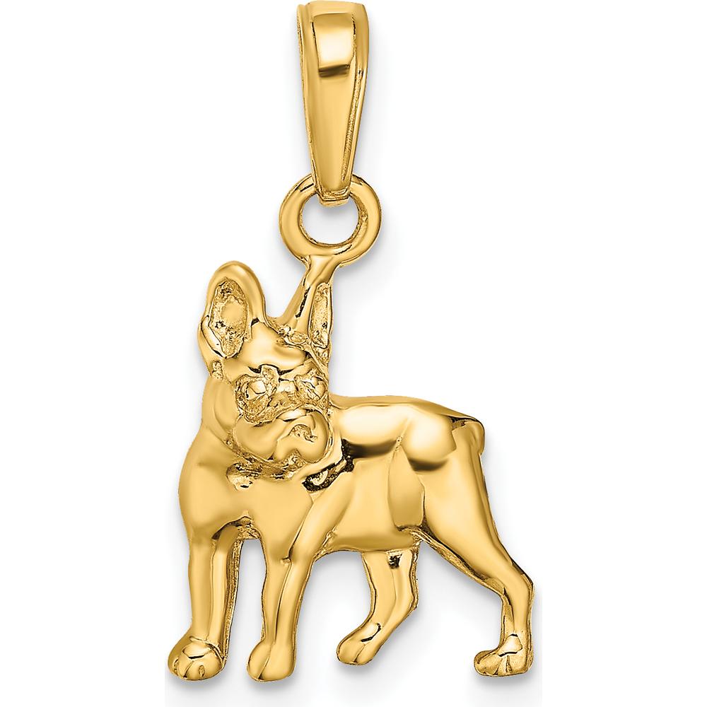 14K Yellow Gold Boston Terrier Dog Pendant - 20mm by Oro Pregiato