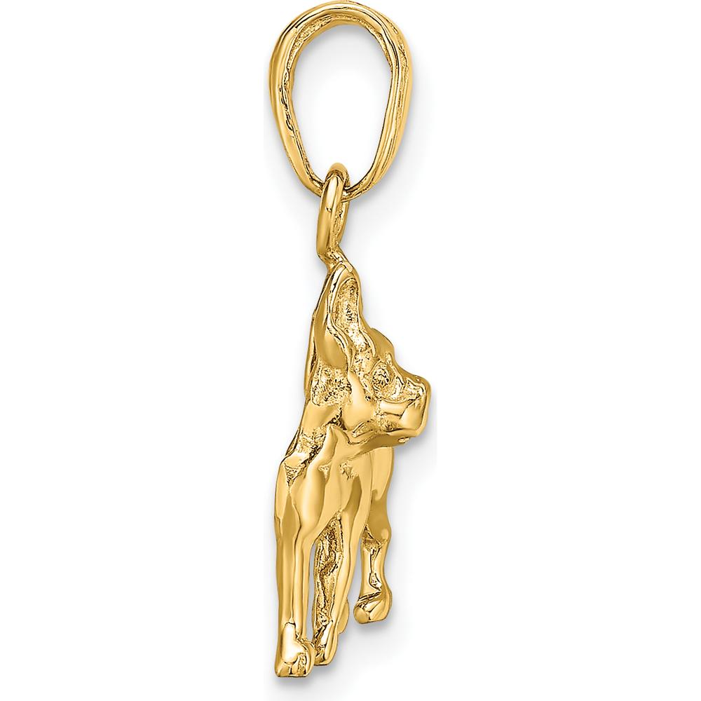 14K Yellow Gold Boston Terrier Dog Pendant - 20mm by Oro Pregiato