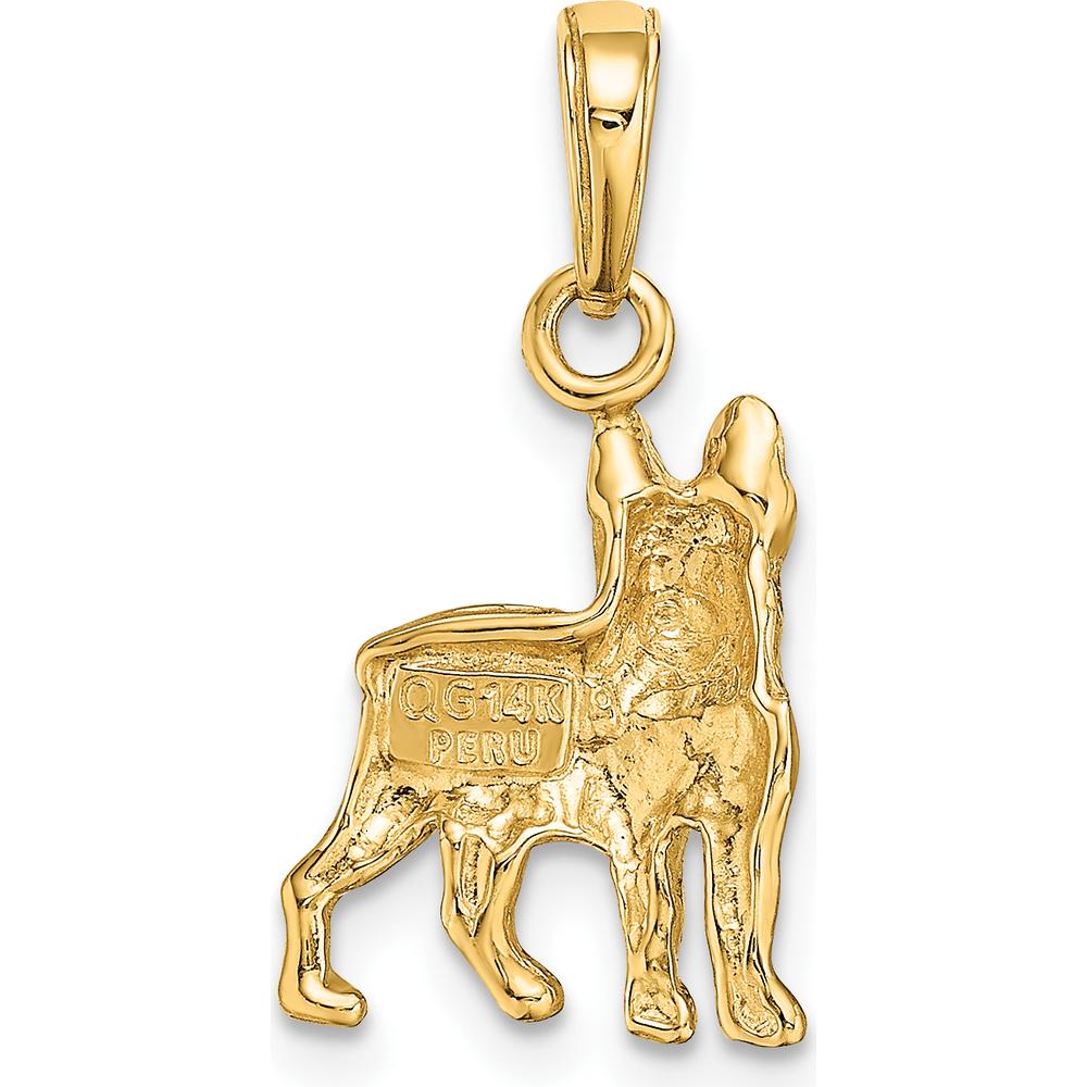 14K Yellow Gold Boston Terrier Dog Pendant - 20mm by Oro Pregiato