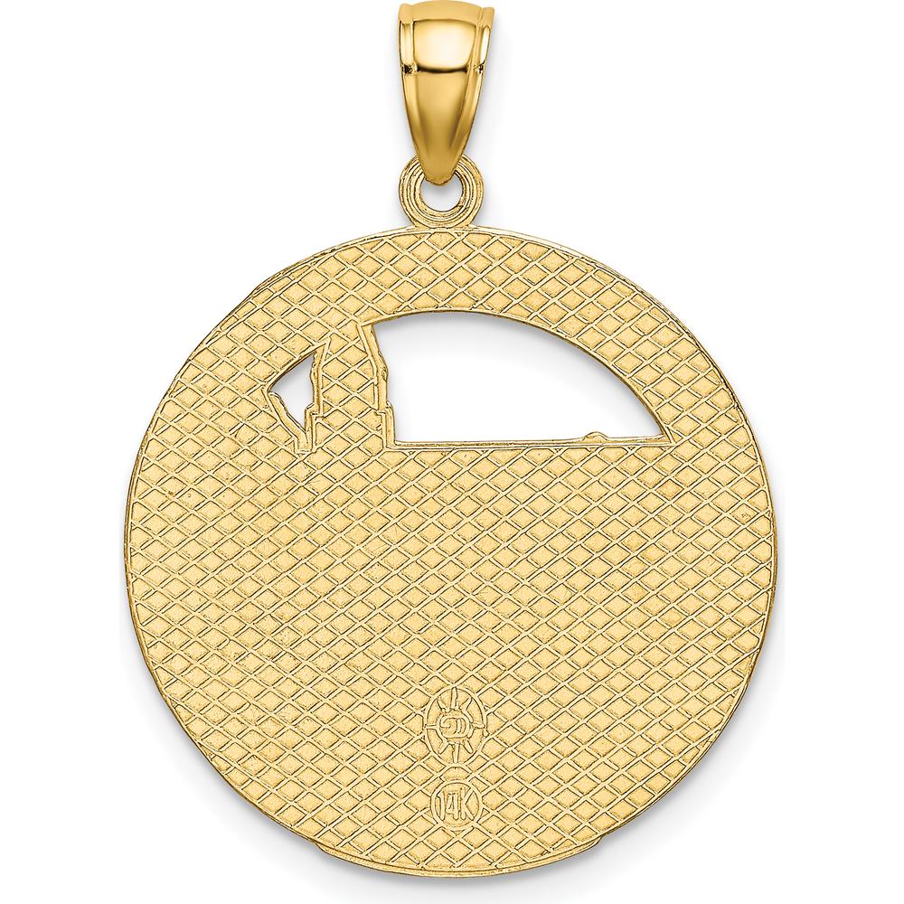 14K Yellow Gold Boston Town Scene Round Charm Pendant - 23.25mm by Oro Pregiato
