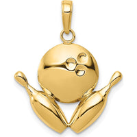 14K Yellow Gold Bowling Pins and Ball Charm - Solid Gold Polished Pendant by Oro Pregiato