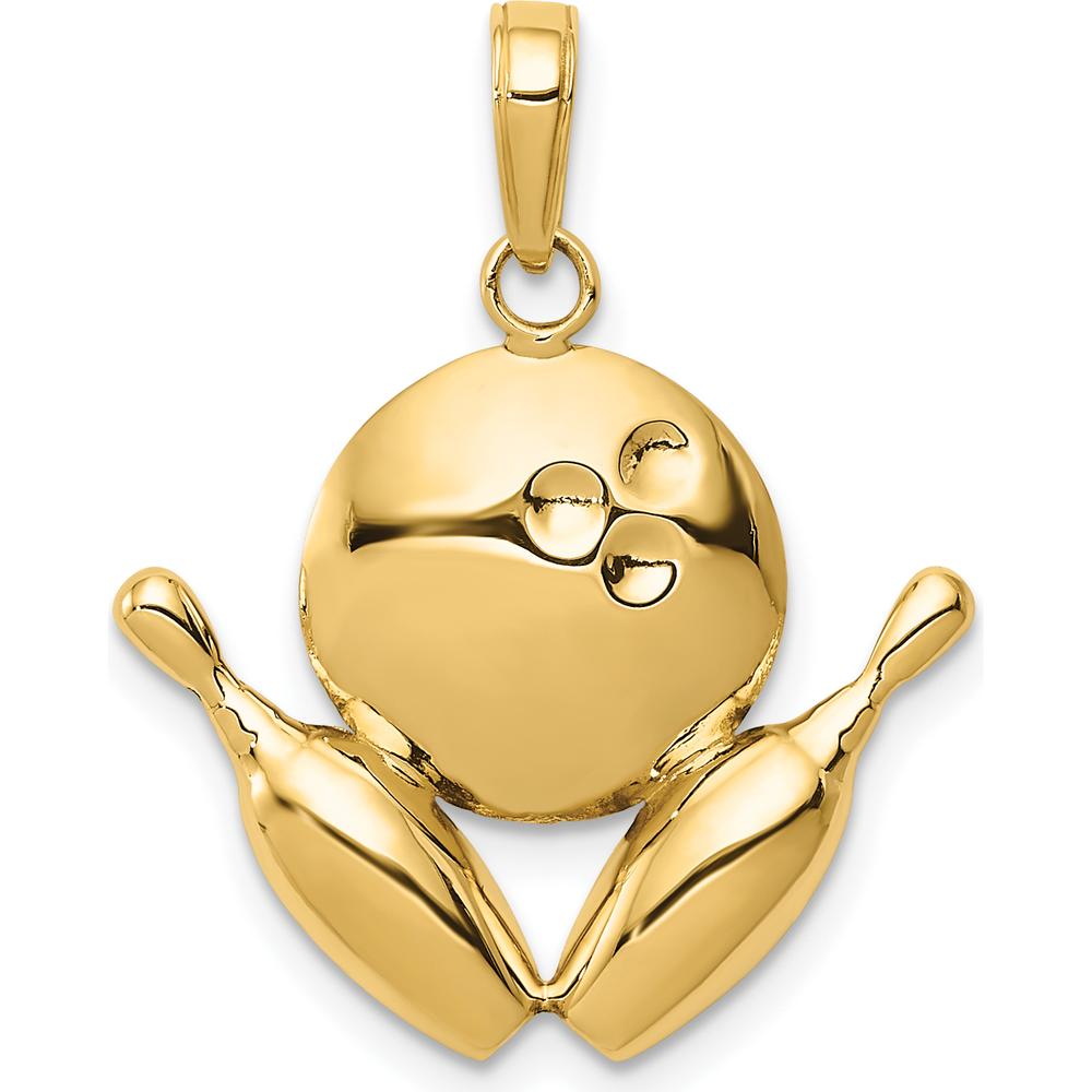 14K Yellow Gold Bowling Pins and Ball Charm - Solid Gold Polished Pendant by Oro Pregiato