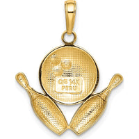 14K Yellow Gold Bowling Pins and Ball Charm - Solid Gold Polished Pendant by Oro Pregiato