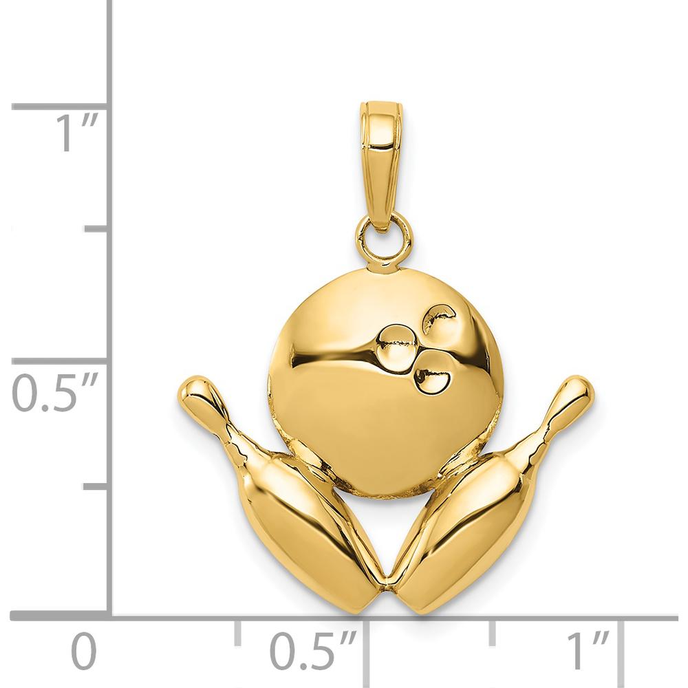 14K Yellow Gold Bowling Pins and Ball Charm - Solid Gold Polished Pendant by Oro Pregiato