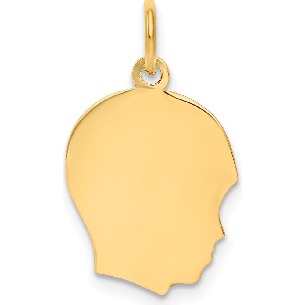 14K Yellow Gold Boy Head Charm - Engravable Personalized Pendant by Oro Pregiato