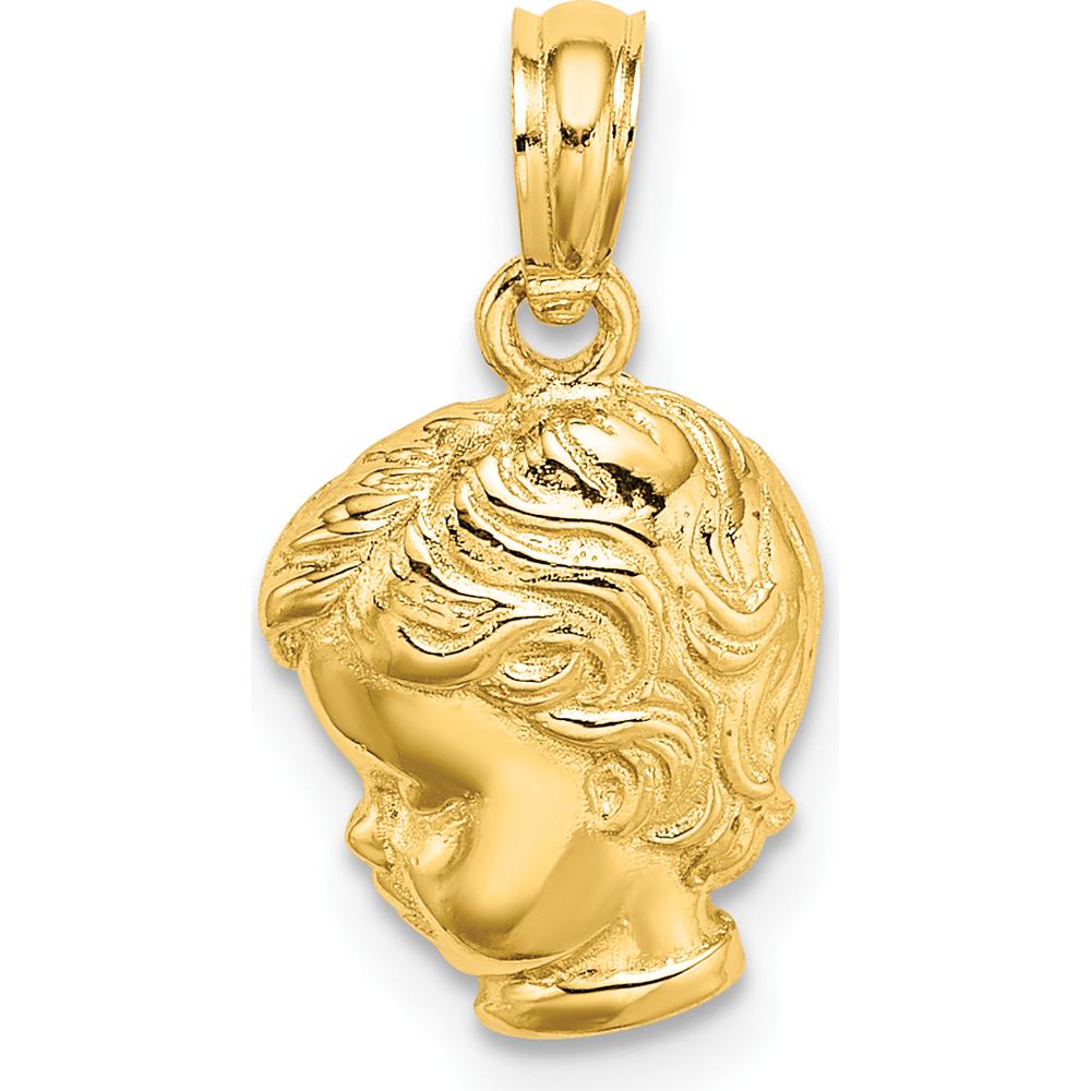14K Yellow Gold Boy Head Charm Pendant - 15.8mm Length by Oro Pregiato