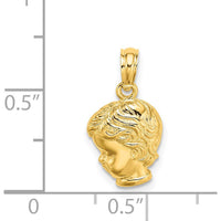 14K Yellow Gold Boy Head Charm Pendant - 15.8mm Length by Oro Pregiato