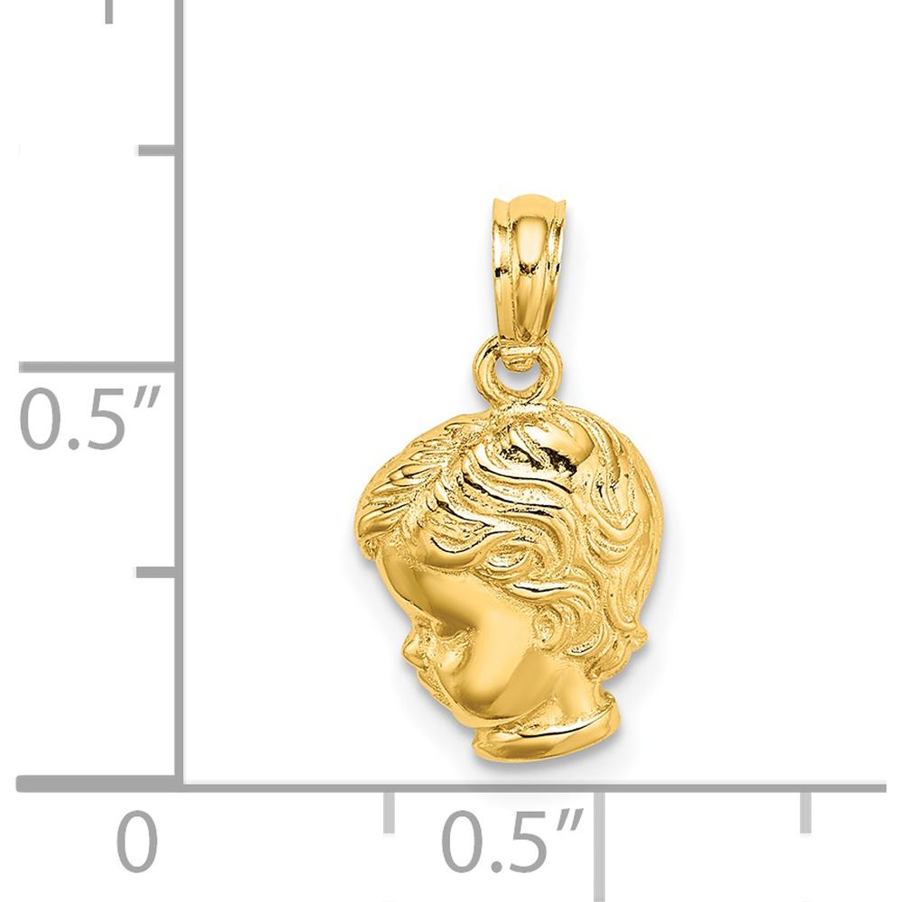 14K Yellow Gold Boy Head Charm Pendant - 15.8mm Length by Oro Pregiato