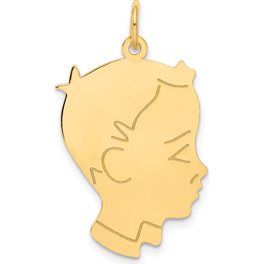 14K Yellow Gold Boy Head Charm Pendant - Engravable Personalized Motif by Oro Pregiato
