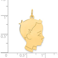 14K Yellow Gold Boy Head Charm Pendant - Engravable Personalized Motif by Oro Pregiato