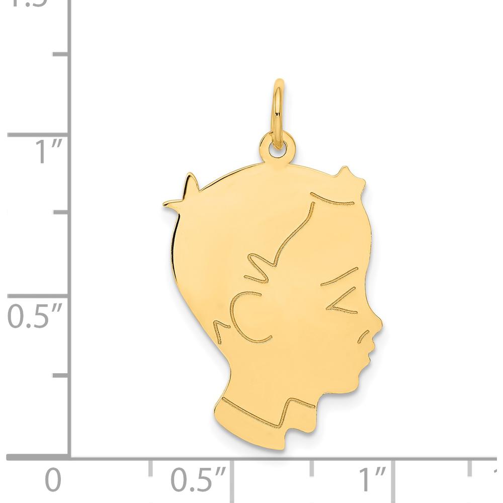 14K Yellow Gold Boy Head Charm Pendant - Engravable Personalized Motif by Oro Pregiato