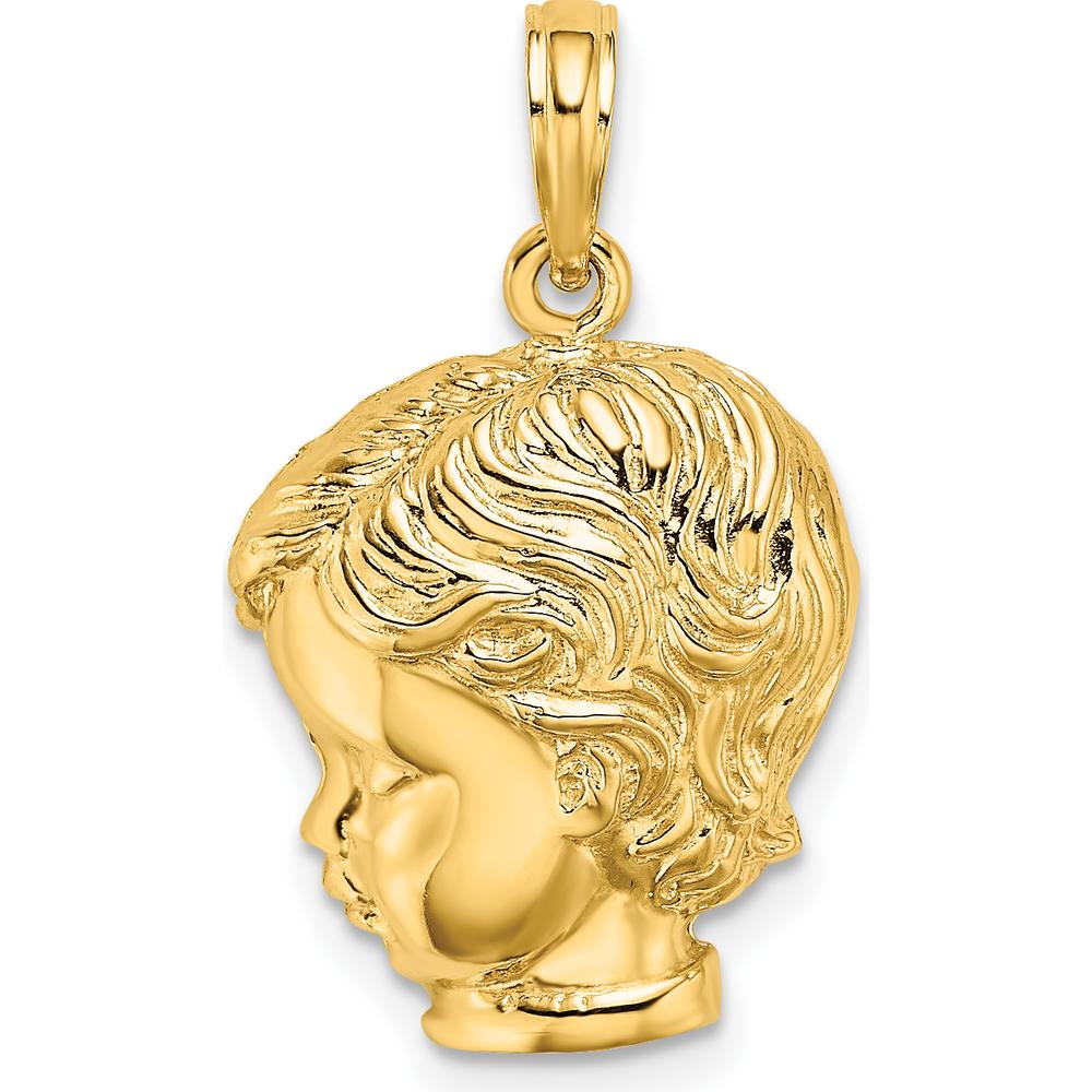 14K Yellow Gold Boy Head Charm Pendant - Whimsical Themed Design by Oro Pregiato
