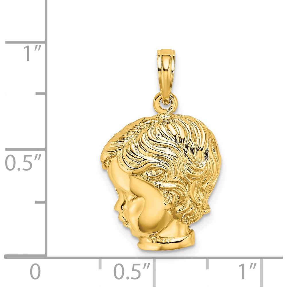 14K Yellow Gold Boy Head Charm Pendant - Whimsical Themed Design by Oro Pregiato
