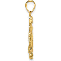 14K Yellow Gold Boy Soccer Player Running with Ball Charm - Polished Textured Finish by Oro Pregiato