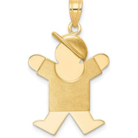 14K Yellow Gold Boy with Hat Engravable Charm Pendant - 30mm by Oro Pregiato