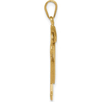 14K Yellow Gold Boy with Hat Engravable Charm Pendant - 30mm by Oro Pregiato