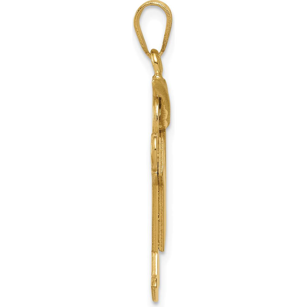 14K Yellow Gold Boy with Hat Engravable Charm Pendant - 30mm by Oro Pregiato