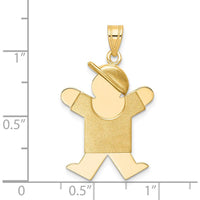 14K Yellow Gold Boy with Hat Engravable Charm Pendant - 30mm by Oro Pregiato