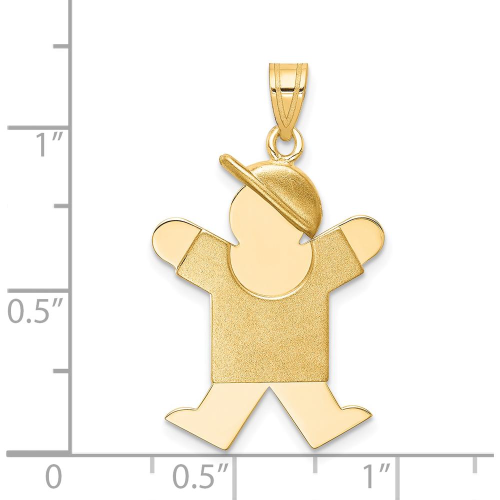 14K Yellow Gold Boy with Hat Engravable Charm Pendant - 30mm by Oro Pregiato
