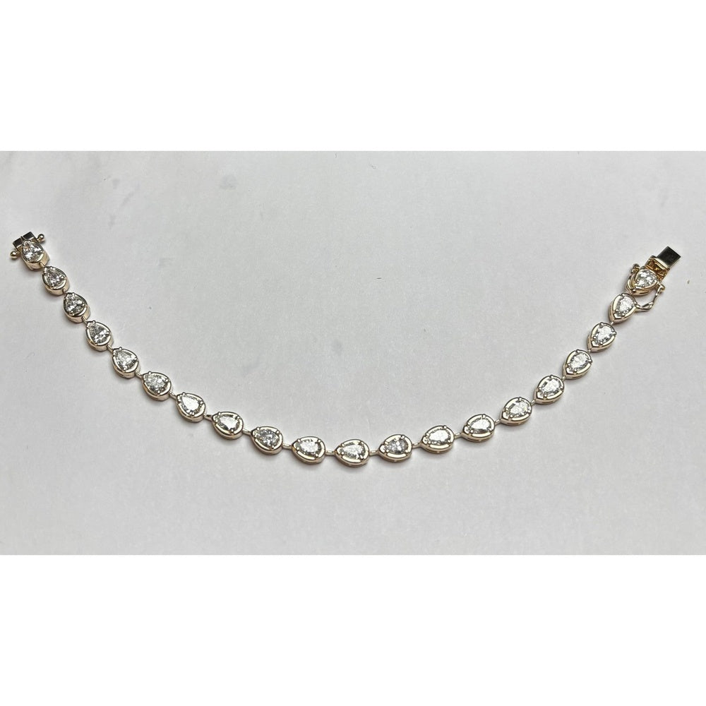 14K Yellow Gold Bracelet with Bezel Set Pear Shape Lab Grown Diamonds - 5.06 Carat Total Diamond Weight by Auriventus