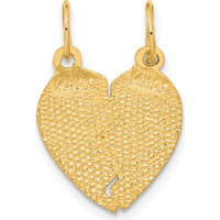 14K Yellow Gold Break-Apart Heart Charm with "MY LOVE TO YOU I GIVE MY HEART" Engraving by Oro Pregiato