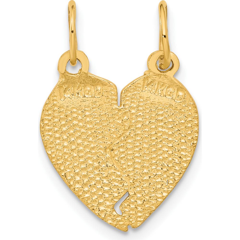 14K Yellow Gold Break-Apart Heart Charm with "MY LOVE TO YOU I GIVE MY HEART" Engraving by Oro Pregiato