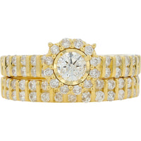 14K Yellow Gold Bridal Set with 0.33 Carat Center Diamond and 1.50 Carats Total Diamond Weight