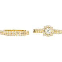 14K Yellow Gold Bridal Set with 0.33 Carat Center Diamond and 1.50 Carats Total Diamond Weight