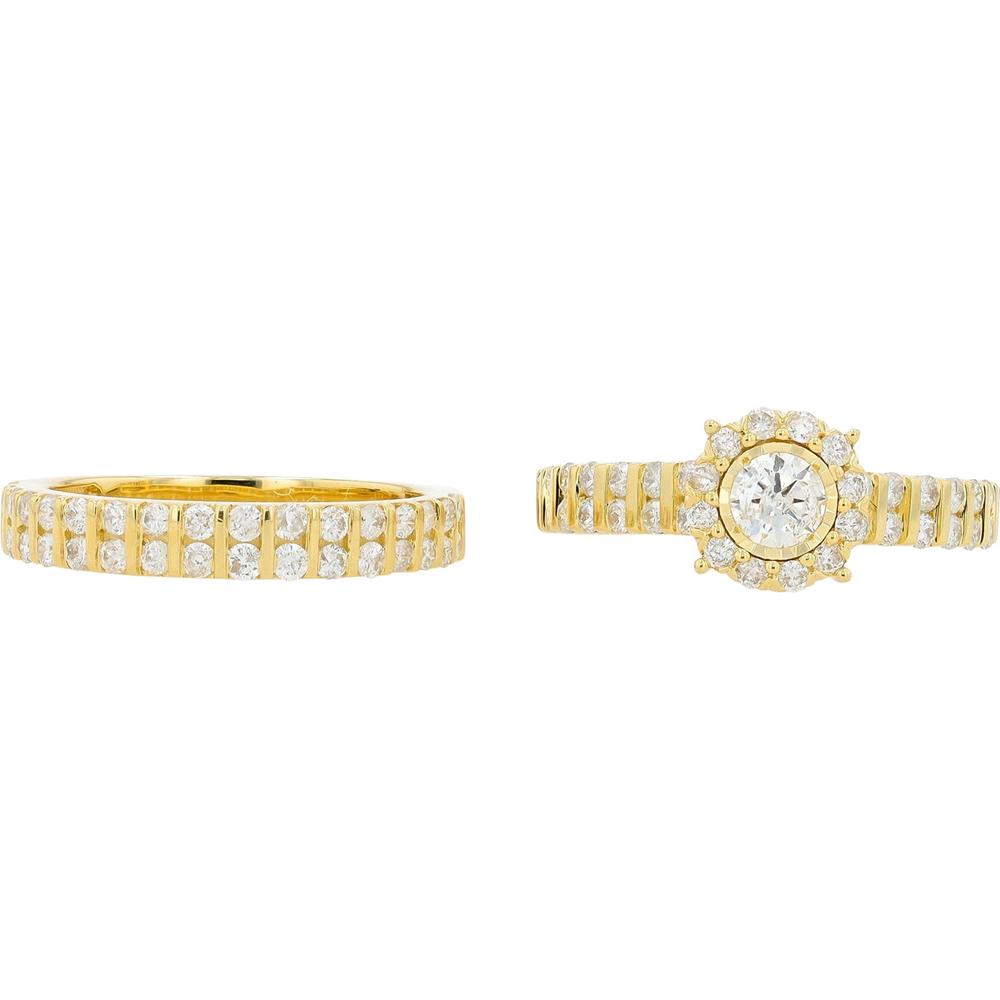 14K Yellow Gold Bridal Set with 0.33 Carat Center Diamond and 1.50 Carats Total Diamond Weight