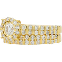 14K Yellow Gold Bridal Set with 0.33 Carat Center Diamond and 1.50 Carats Total Diamond Weight