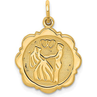 14K Yellow Gold Bride and Groom Textured Wedding Dance Charm Pendant by Oro Pregiato