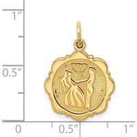 14K Yellow Gold Bride and Groom Textured Wedding Dance Charm Pendant by Oro Pregiato