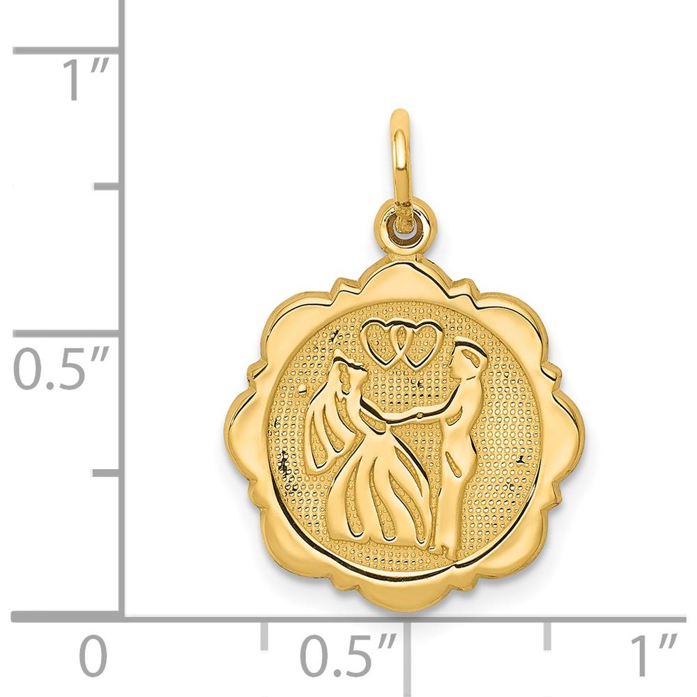 14K Yellow Gold Bride and Groom Textured Wedding Dance Charm Pendant by Oro Pregiato