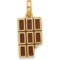 14K Yellow Gold Brown Enameled Chocolate Bar Charm with Missing Bite by Oro Pregiato