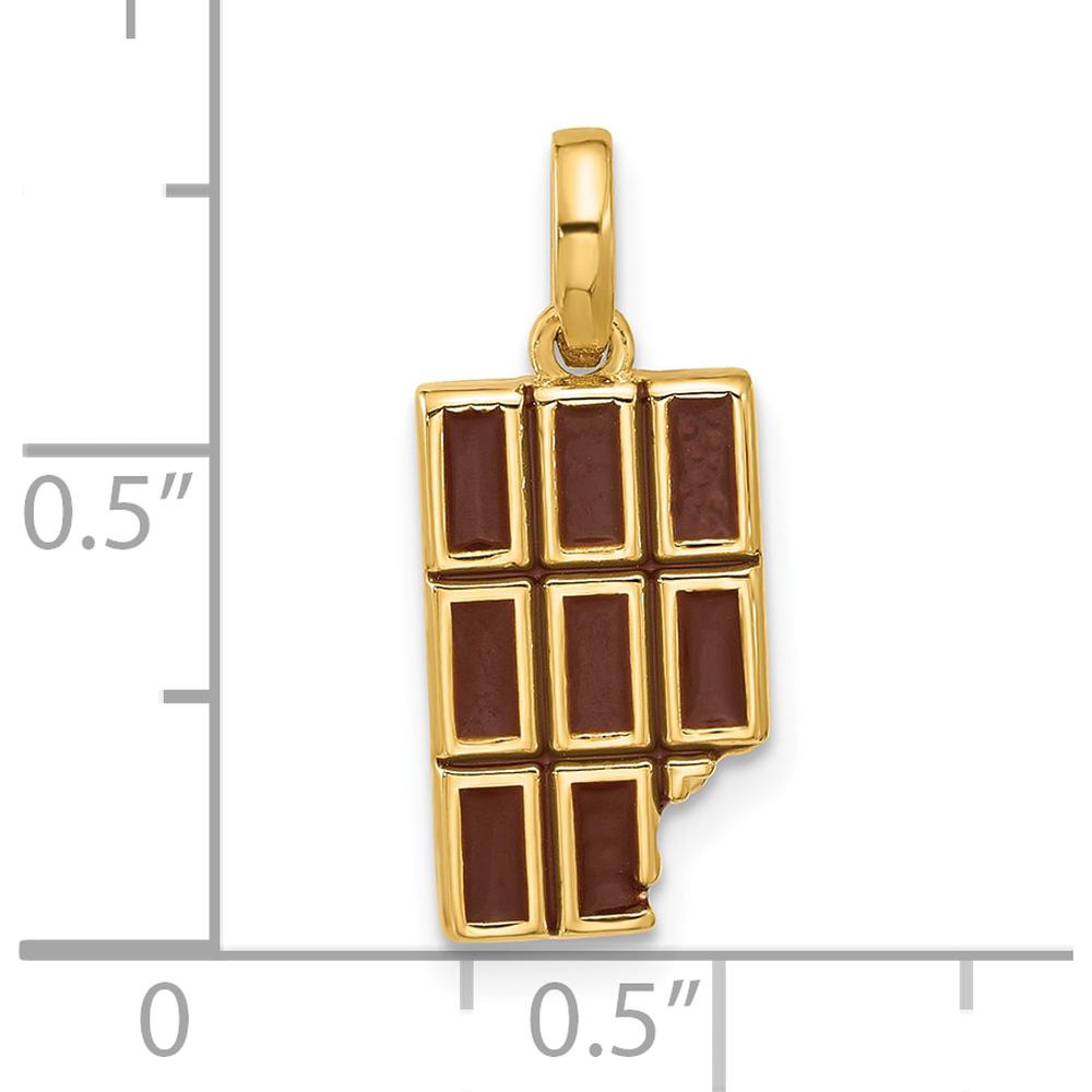 14K Yellow Gold Brown Enameled Chocolate Bar Charm with Missing Bite by Oro Pregiato