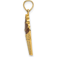 14K Yellow Gold Brown Enameled Chocolate Ice Cream Cone Pendant - 19.05mm Length by Oro Pregiato