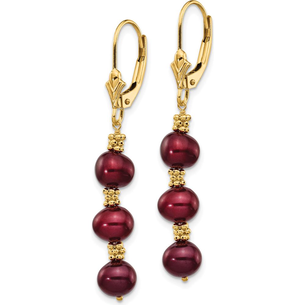 14K Yellow Gold Brown Semi-Round Freshwater Cultured Pearl Dangle Earrings by Monteluci Fine Jewelry