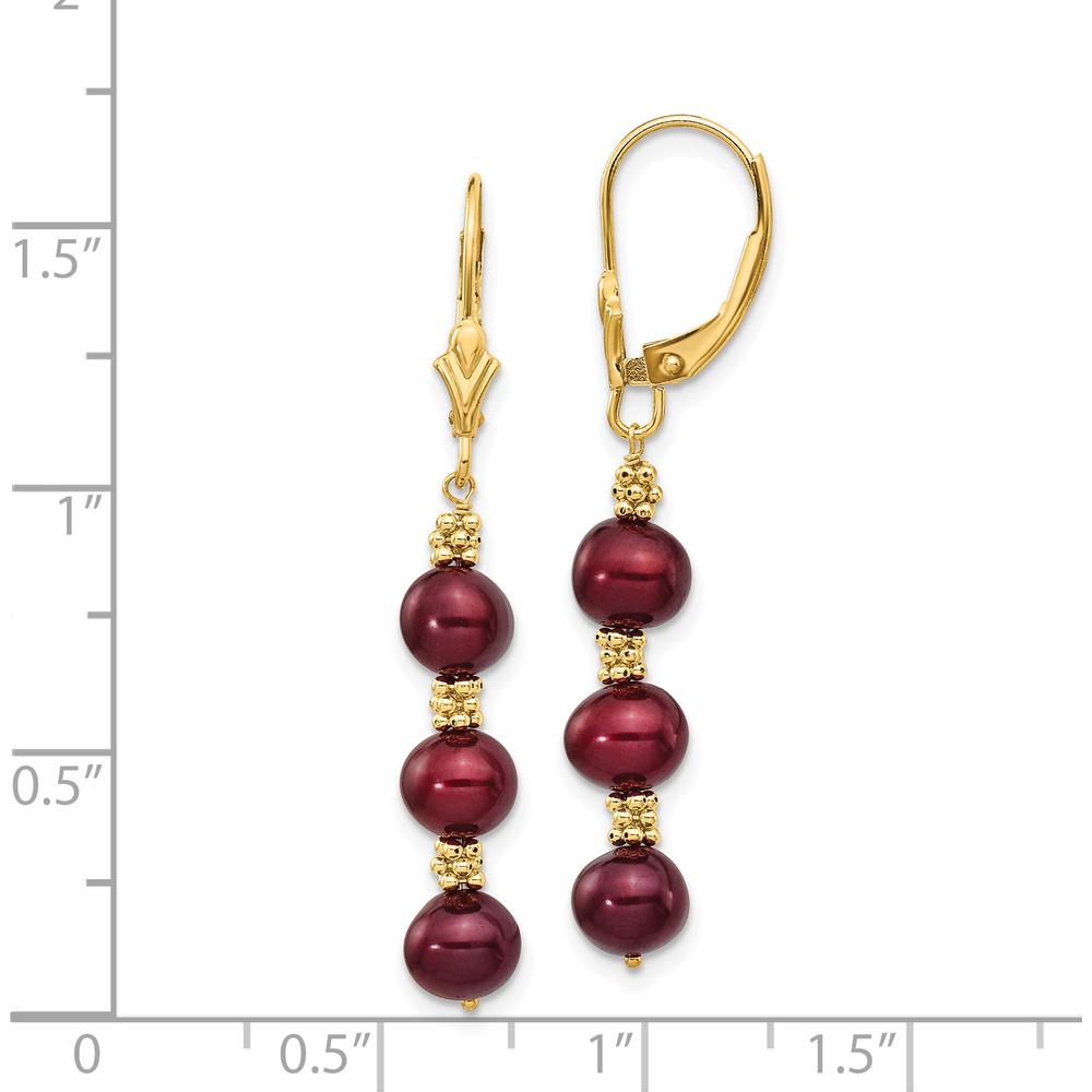 14K Yellow Gold Brown Semi-Round Freshwater Cultured Pearl Dangle Earrings by Monteluci Fine Jewelry