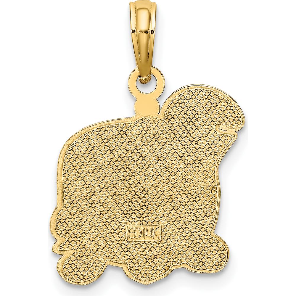 14K Yellow Gold Brown, Tan, and Black Enamel Cartoon Turtle Charm - 23mm Length by Oro Pregiato