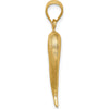 14K Yellow Gold Brushed 3D Italian Horn Pendant by Oro Pregiato