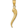 14K Yellow Gold Brushed 3D Italian Horn Pendant by Oro Pregiato
