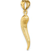 14K Yellow Gold Brushed 3D Italian Horn Pendant by Oro Pregiato
