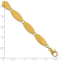14K Yellow Gold Brushed 8mm Fancy Oval Link Bracelet - 7.5" Length by 0