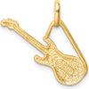 14K Yellow Gold Brushed and Diamond-Cut Electric Guitar Pendant - 18mm x 20mm by Oro Pregiato