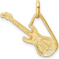 14K Yellow Gold Brushed and Diamond-Cut Electric Guitar Pendant - 18mm x 20mm by Oro Pregiato