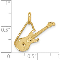 14K Yellow Gold Brushed and Diamond-Cut Electric Guitar Pendant - 18mm x 20mm by Oro Pregiato