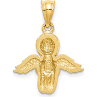 14K Yellow Gold Brushed and Diamond-Cut Praying Angel Pendant - 22mm Length by Oro Pregiato