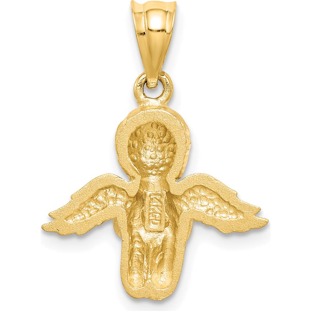 14K Yellow Gold Brushed and Diamond-Cut Praying Angel Pendant - 22mm Length by Oro Pregiato